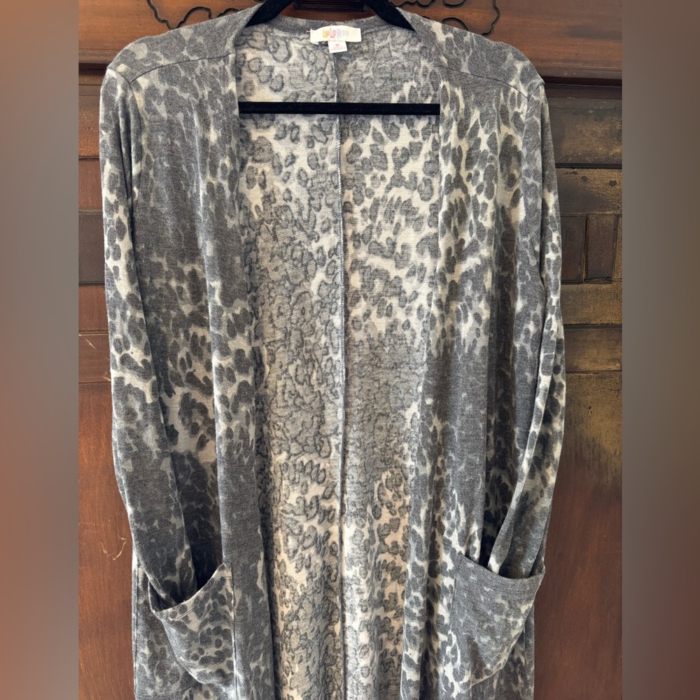 Lularoe Gray Leopard Print Cardigan - image 3